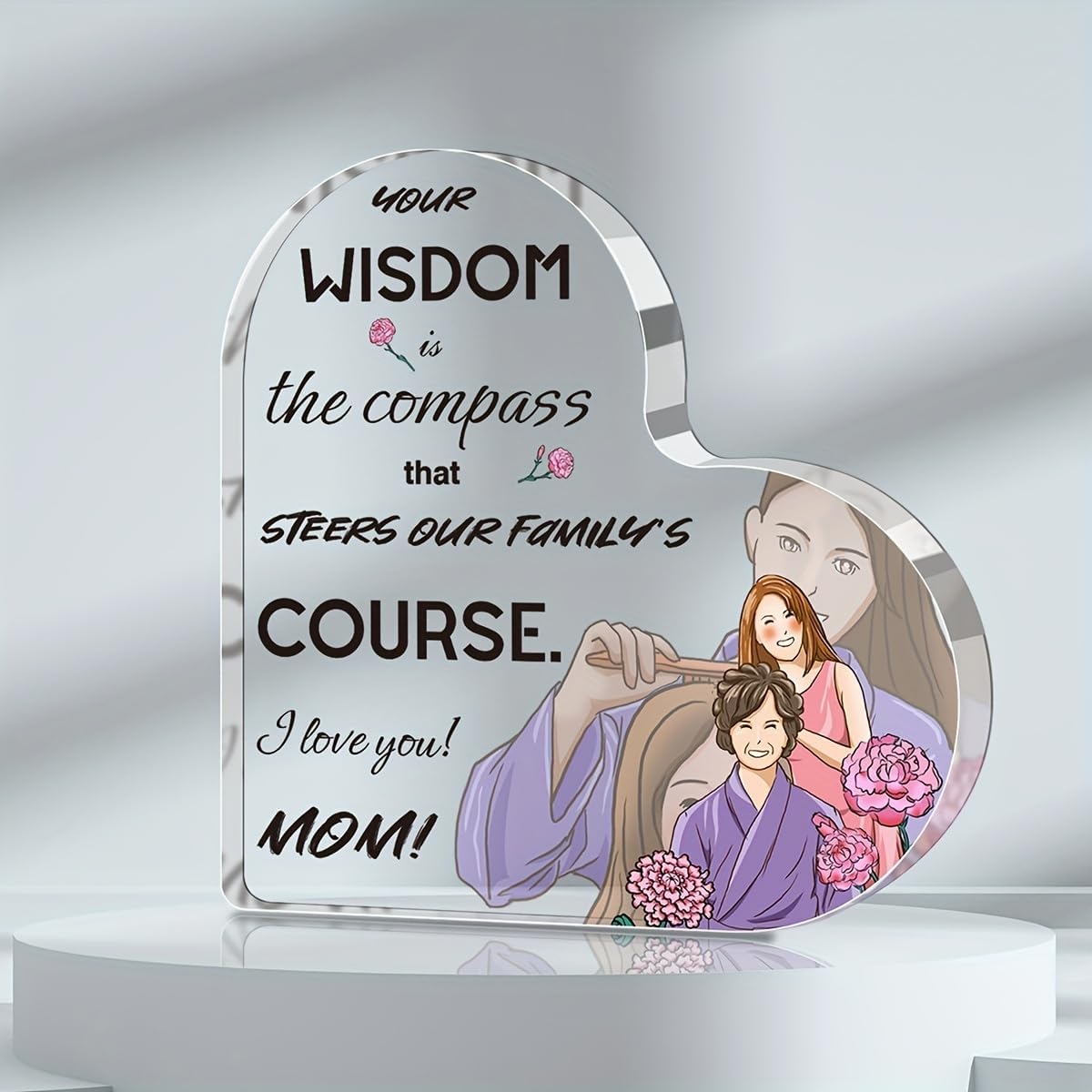 Photo Acrylic Block - Family Heart Shape Acrylic Plaque Block